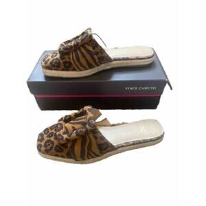 Vince Camuto Shoes Womens 8.5 JINANNIE Summer Sandals Slides Brown Black Beachy